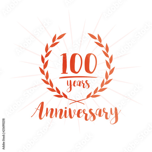 100 years anniversary celebration logo. Anniversary watercolor design template. Vector and illustration.