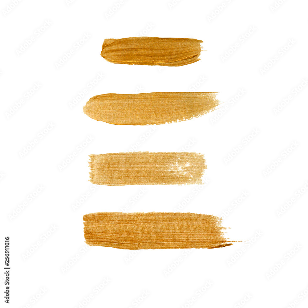 Golden stripes patch hand painted isolate on white background. Set of watercolor golden stroke brush hand paint textured background for invitation, wedding or birthday card template Golden stripes patch hand painted isolate on white background. Set of watercolor golden stroke brush hand paint textured background for invitation, wedding or birthday card template