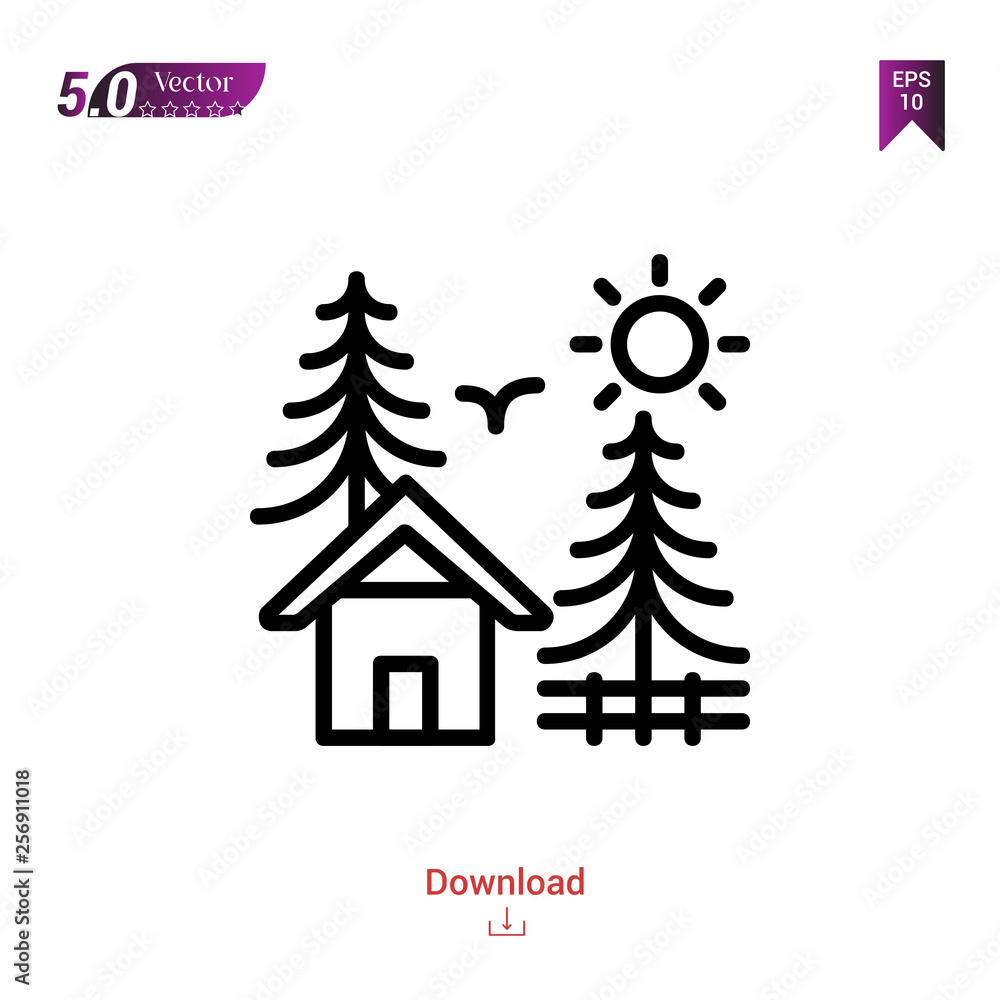 Outline CAMPING icon. camping icon vector isolated on white background.landscapes. Graphic design, mobile application,professions icons 2019 year, user interface. Editable stroke. EPS10 format