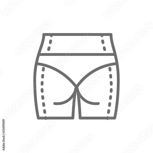 Body plastic surgery, belly and legs liposuction line icon.