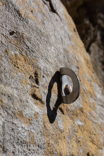 Rock climbing bolt in Red River Gorge Kentucky