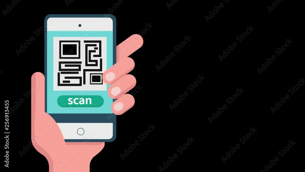 Hand holding phone and click scanning qr code with alpha channel motion.Animation of technology smart scan concept Hand holding phone and click scanning qr code with alpha channel motion.Animation of technology smart scan concept