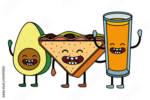 delicious kawaii breakfast cartoon