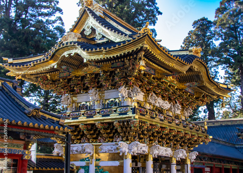 Highly decorated temple in world heritage site Nikko Japan Toshugo Temple
