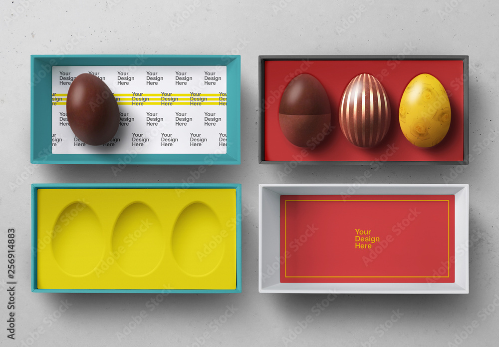 Modelo de Easter Egg Box Mockup do Stock Adobe Stock