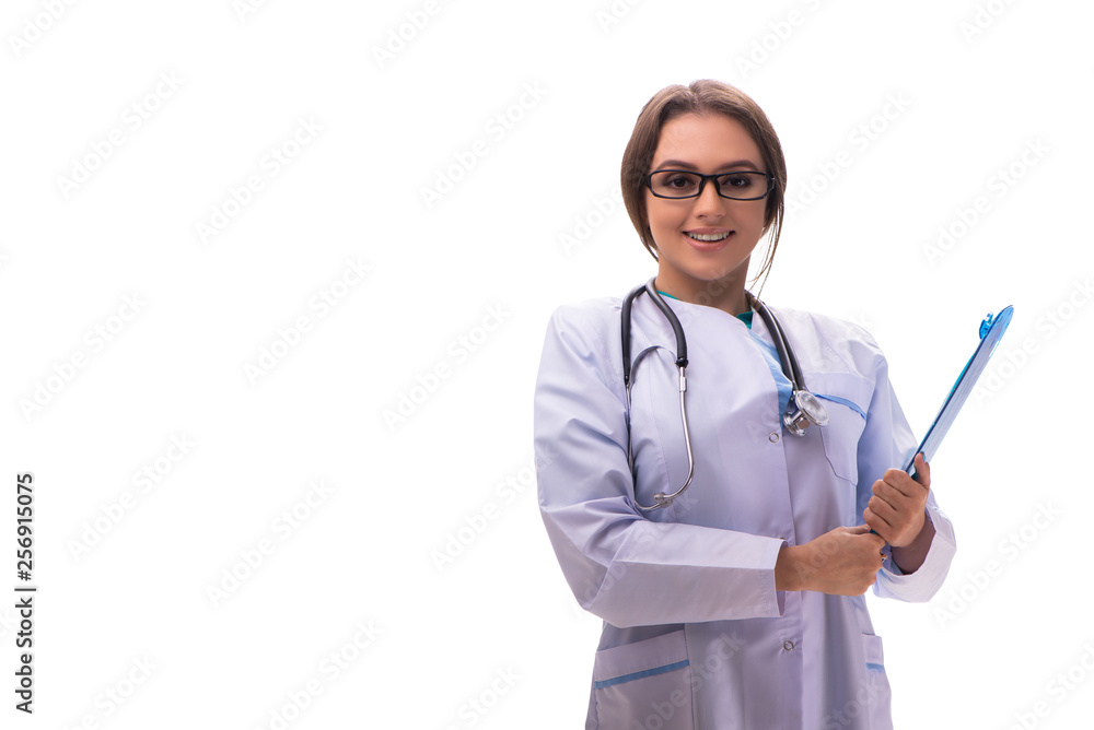 Young female doctor isolated on white Young female doctor isolated on white