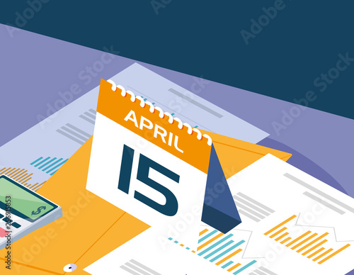 tax day with calendar and statistics graphic