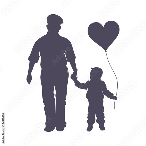 Grandfather with grandson for a walk