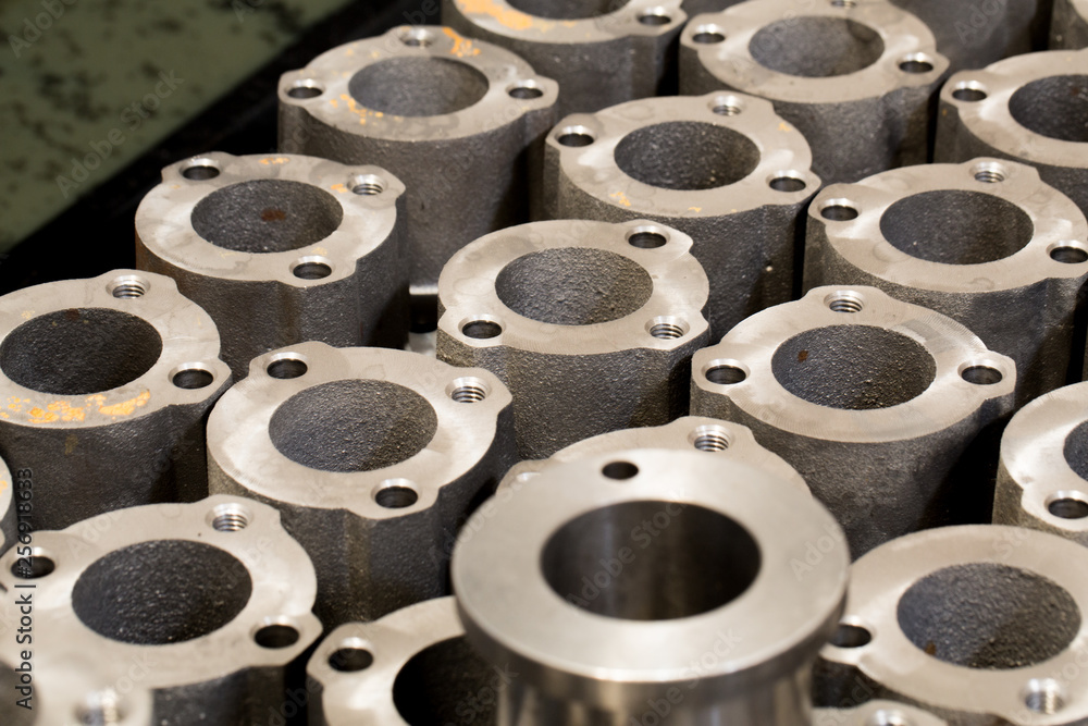 Metal products made by casting techniques closeup Metal products made by casting techniques closeup