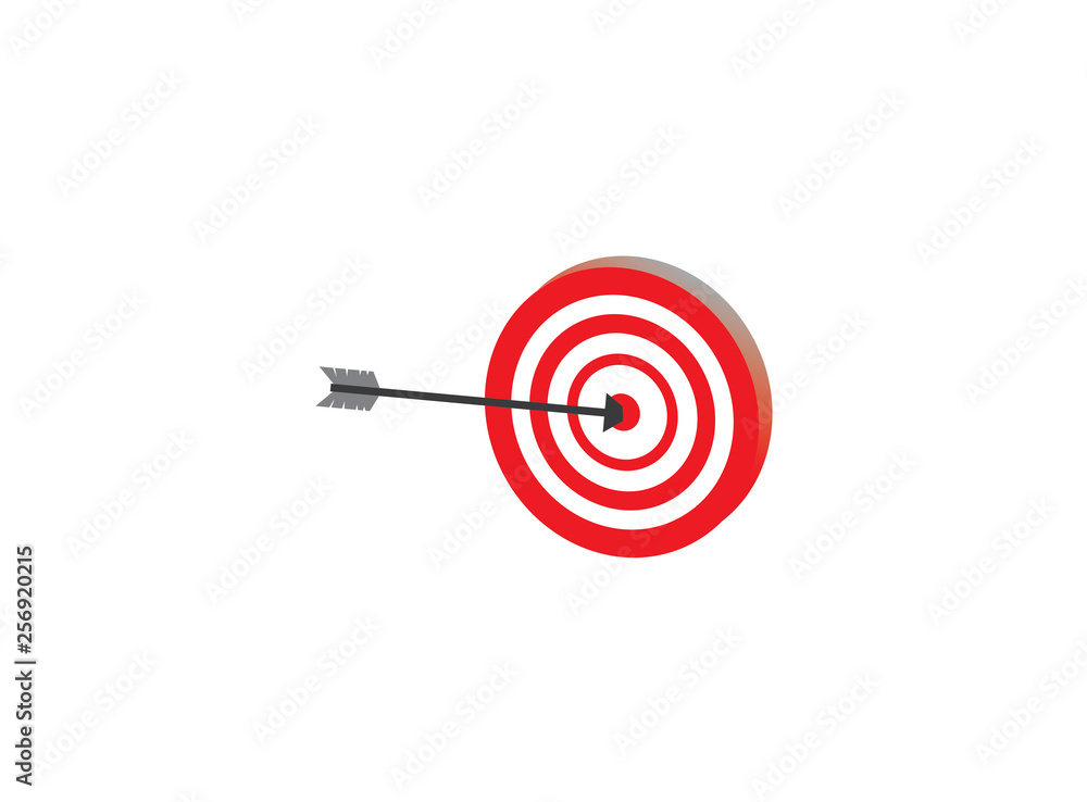 Archery arrow in the aim target of a dartboard for logo design illustration Archery arrow in the aim target of a dartboard for logo design illustration