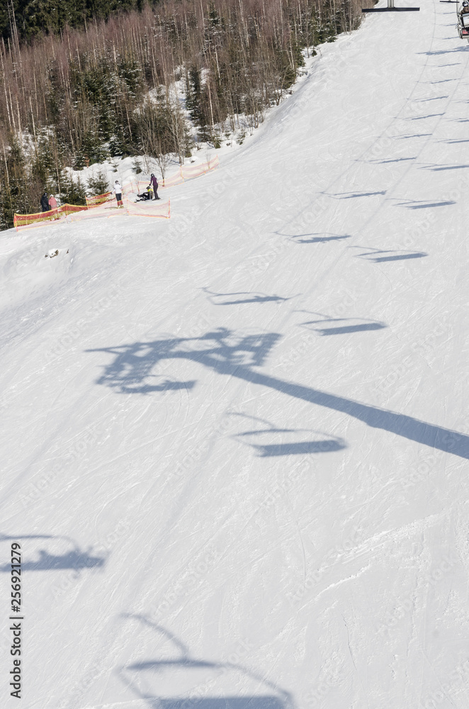 the shadow of funicular on the snow the shadow of funicular on the snow