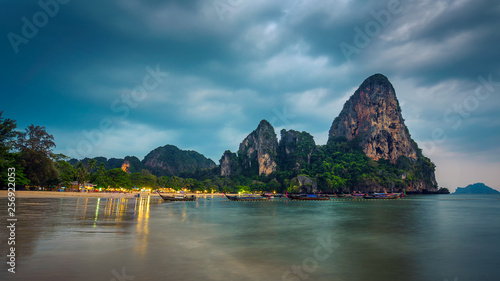 Stormy clouds at the Railay Beach in Thailand shortly after sunset