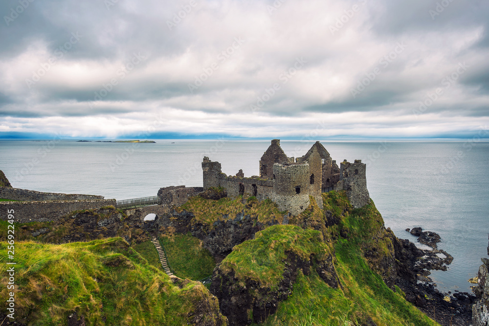 Ruins of the medieval Dunluce Castle in Northern Ireland