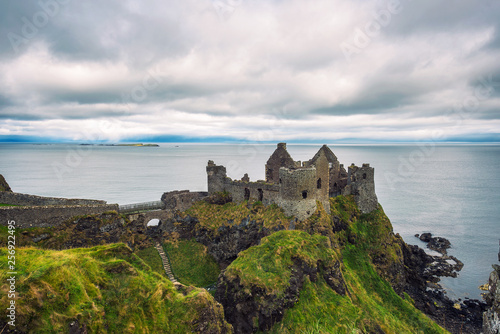 Ruins of the medieval Dunluce Castle in Northern Ireland