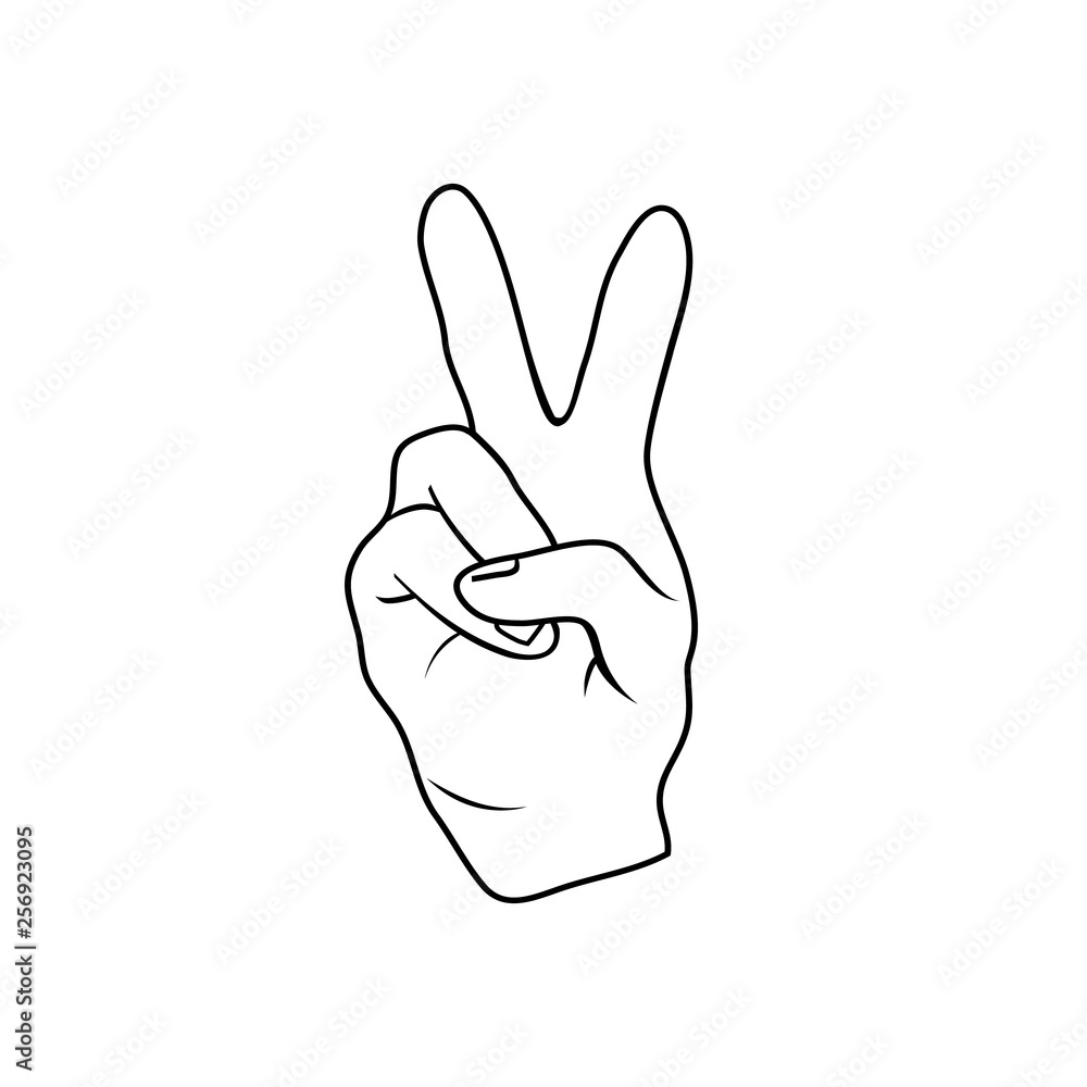 The fingers or hand signals mean peace. Vector The fingers or hand signals mean peace. Vector