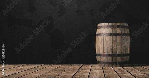 Foto Barrel in the wine cellar 3d illustration