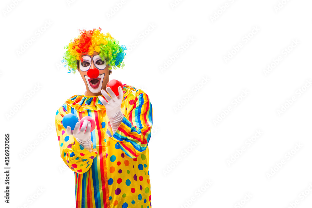 Male clown isolated on white