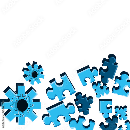 set of puzzle pieces in shape pinion