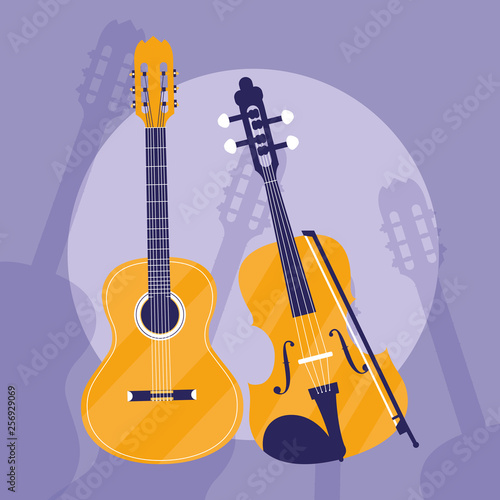 guitar and fiddle instruments musical