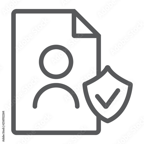 Gdpr personall data line icon, private and gdpr, document sign, vector graphics, a linear pattern on a white background.