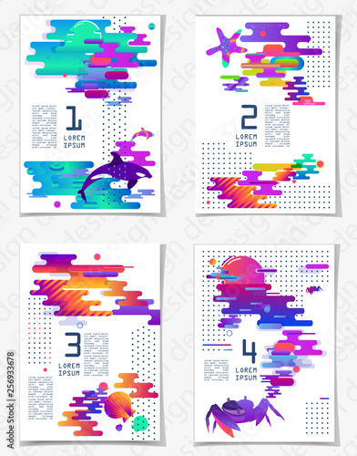Abstract gradient. Bands, curves, futuristic modern acids and fluorescent colors