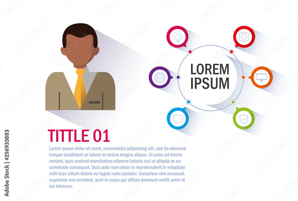businessman with infographic and business icons businessman with infographic and business icons