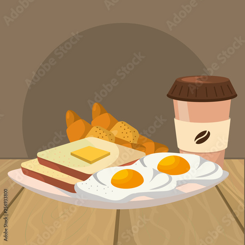 delicious tasty breakfast cartoon