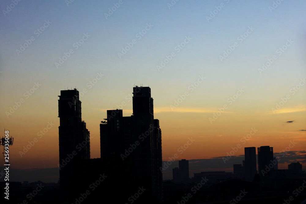 silhouette building in downtown