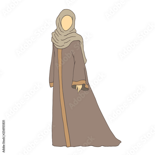 Woman in long clothes and a head covered. Muslim woman faceless