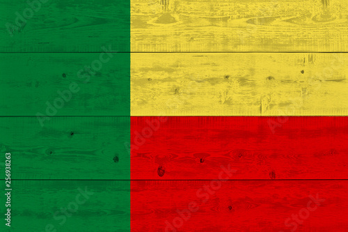 Benin flag painted on old wood plank © Visual Content
