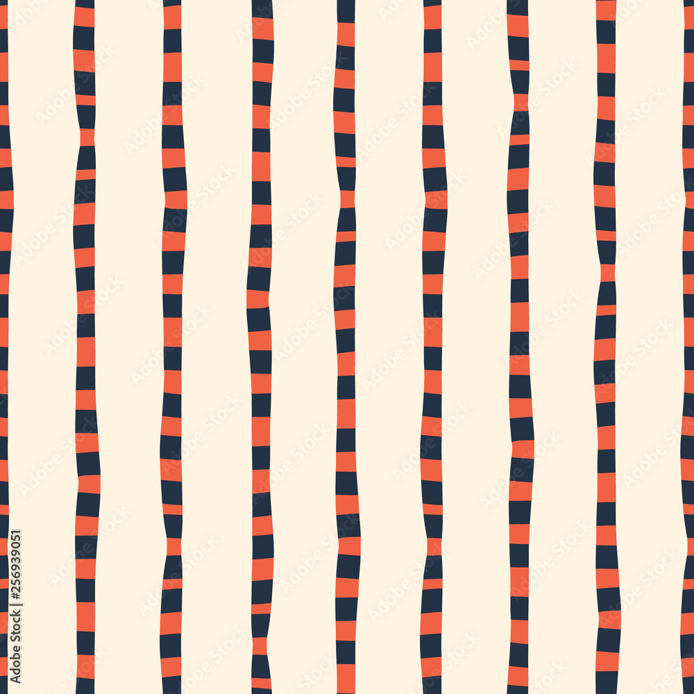 Vertical irregular hand drawn stripes red blue white seamless vector background. Repeating lines abstract pattern. Naive kids style. Use for kids market, summer spring coordinate, banner, fabric Vertical irregular hand drawn stripes red blue white seamless vector background. Repeating lines abstract pattern. Naive kids style. Use for kids market, summer spring coordinate, banner, fabric