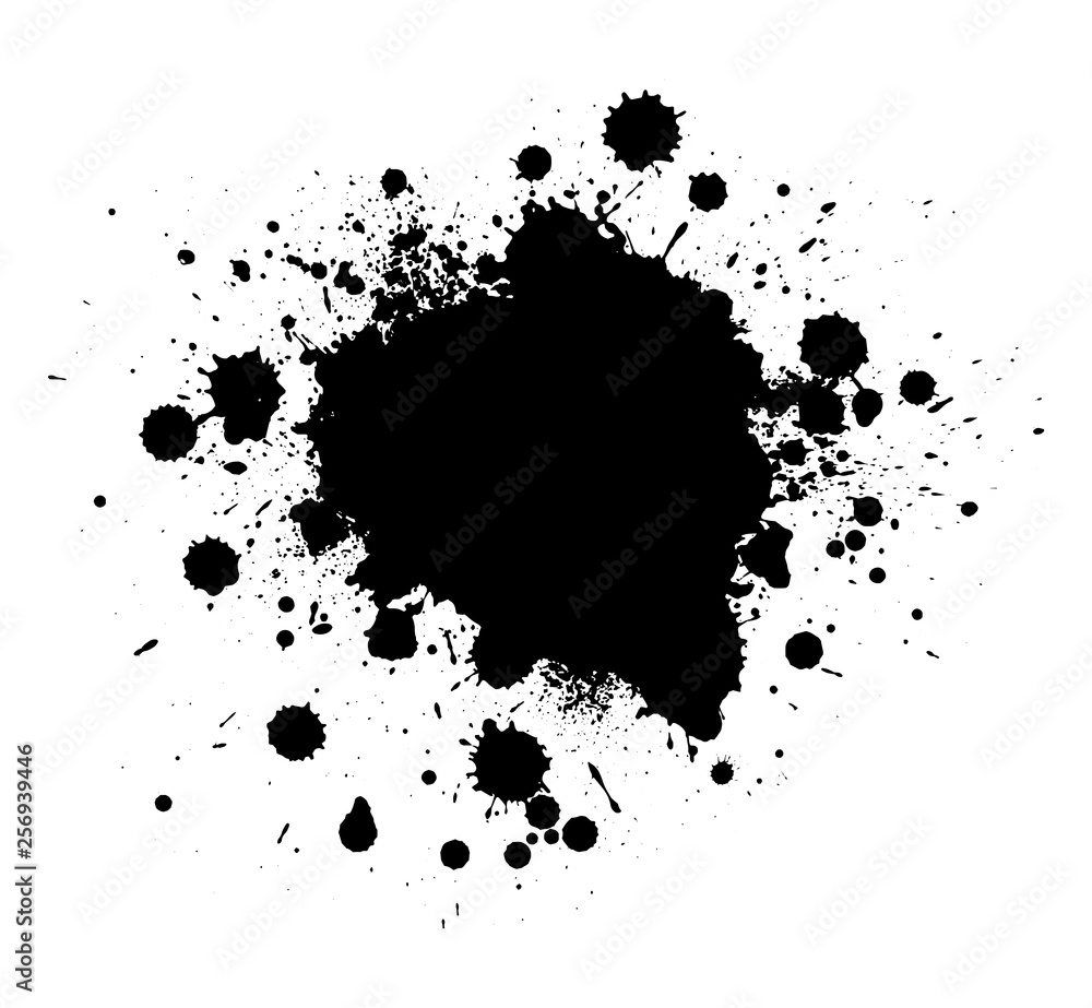 Fototapeta premium Abstract splatter black color background. Paint dripping vector illustration. Grunge texture.