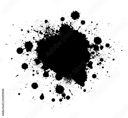 Abstract splatter black color background. Paint dripping vector illustration. Grunge texture.