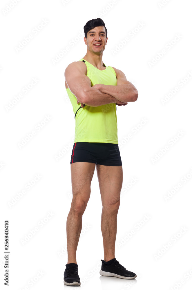 Strong male athlete isolated on white Strong male athlete isolated on white