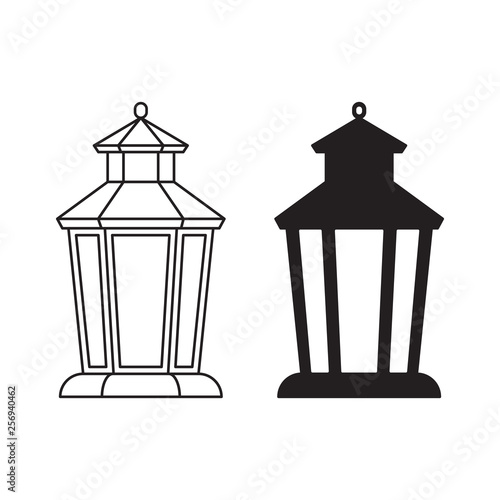 Black and white silhouette of lanterns