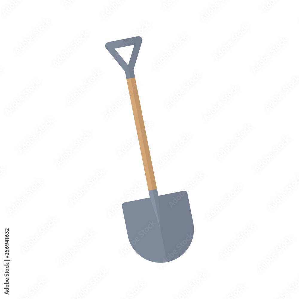 Shovel in flat style isolated