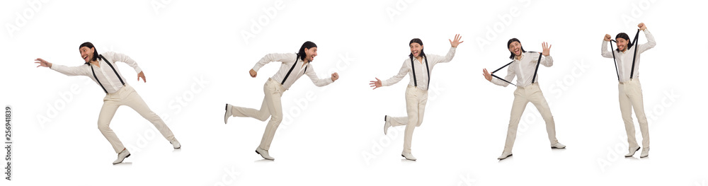 Man in funny concept isolated on white Man in funny concept isolated on white