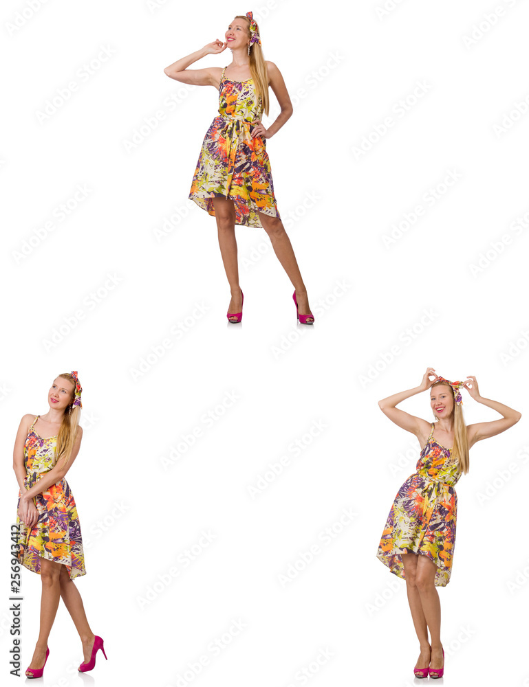 Collage of woman in fashion look isolated on white Collage of woman in fashion look isolated on white