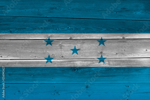 Honduras flag painted on old wood plank