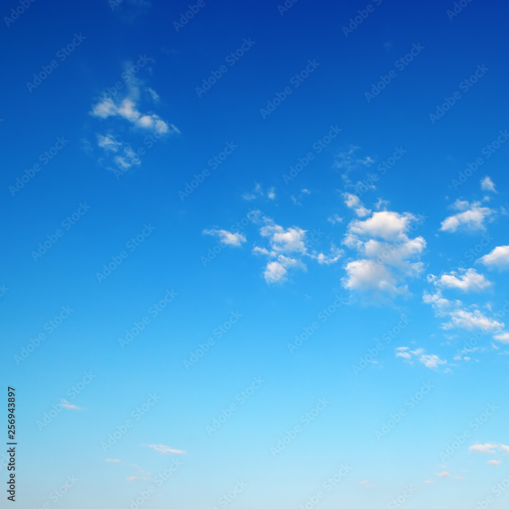Fototapeta premium Small fluffy clouds on bright blue sky