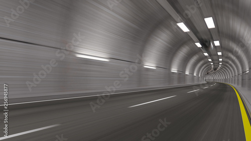 Inside the Tunnel on the Move 3D Rendering