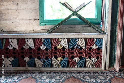 Artvin, Macahel, Turkey - July 25, 2015; An interior view from the historical Camii Mosque in Artvin Macahel  Camili Village. The mosque is famous for its hand painted and wooden ornaments. photo