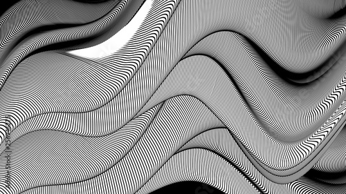 Vector 3d striped waves. Abstract composition, curve lines. Amazing three dimensional background for presentation, wallpaper, interior wall decor. Opical illusion. Vector without gradient