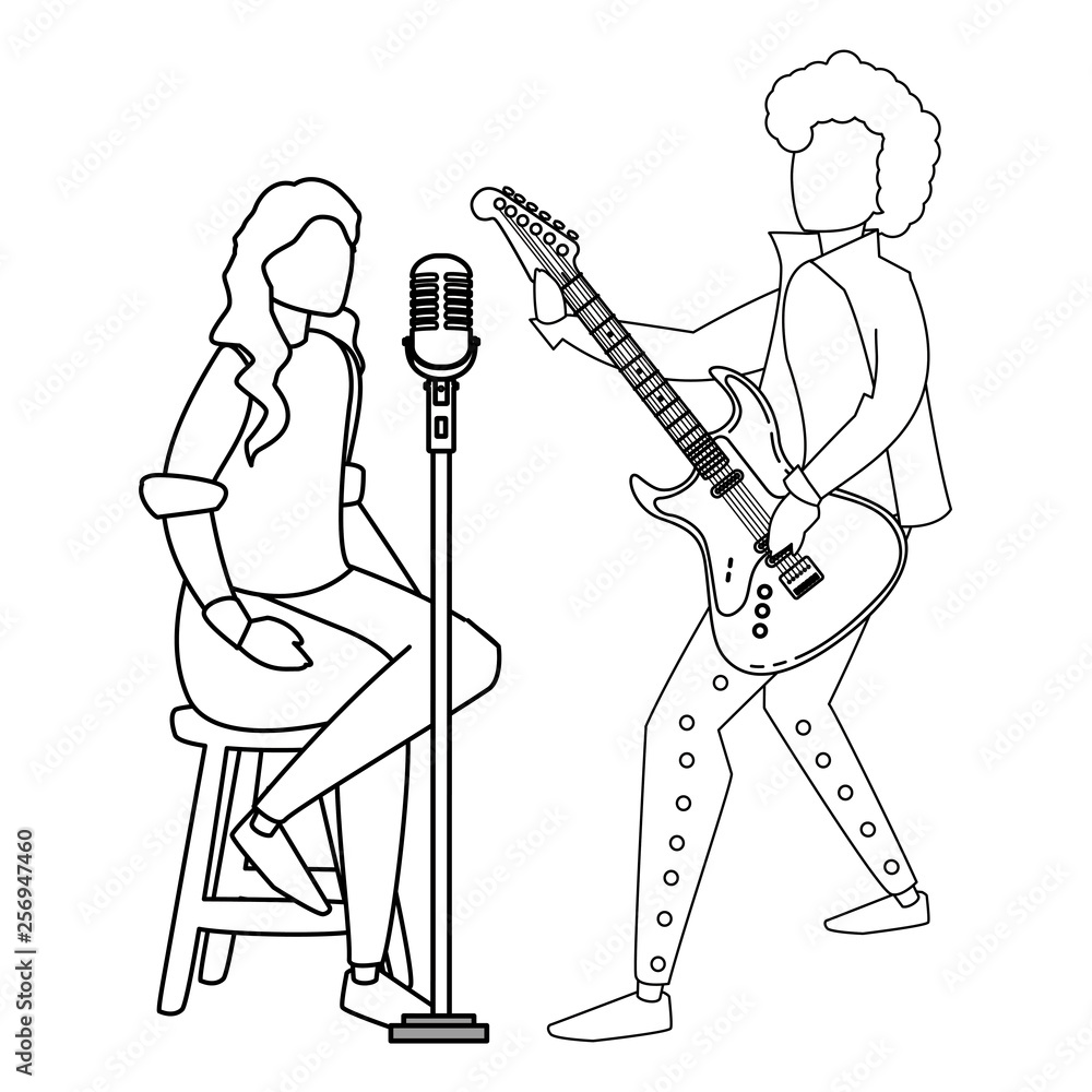 Fototapeta premium singer and musician couple characters