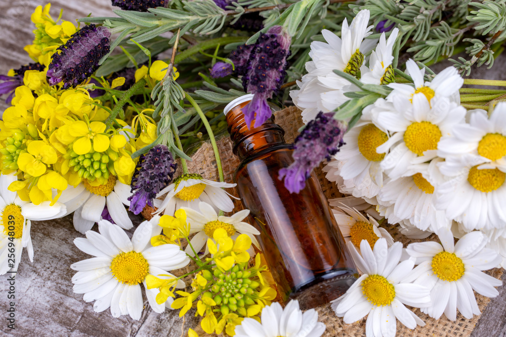 Mixed herbal oil. Essential oil various. Colorful flowers. Mixed herbal oil. Essential oil various. Colorful flowers.