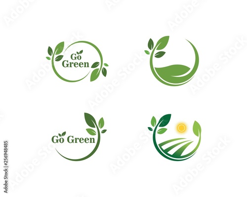 go green Logos of green leaf ecology nature element vector