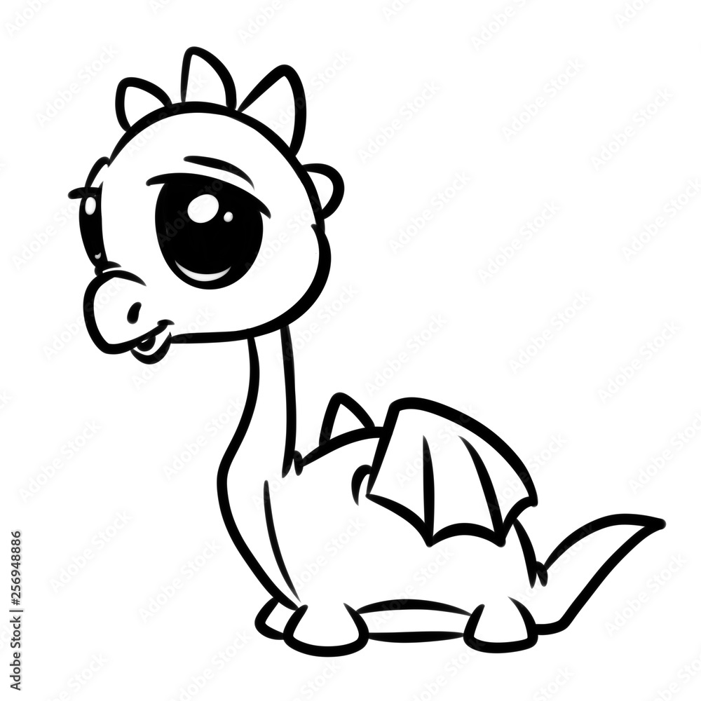 Dragon little animal character coloring page cartoon illustration