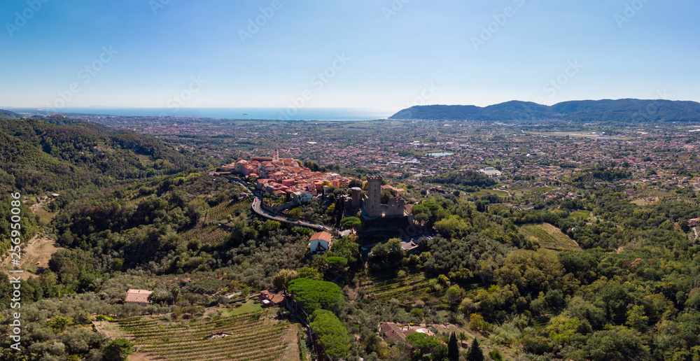 Aerial view of castelnuovo Magra italy