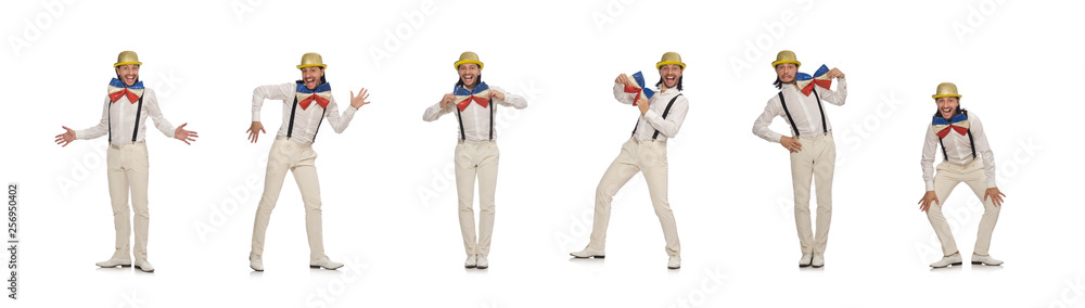 Man in funny concept isolated on white Man in funny concept isolated on white