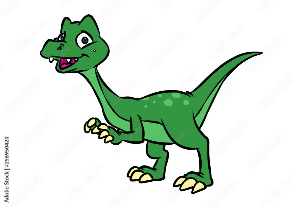 Fototapeta premium Raptor dinosaur cartoon illustration isolated image 